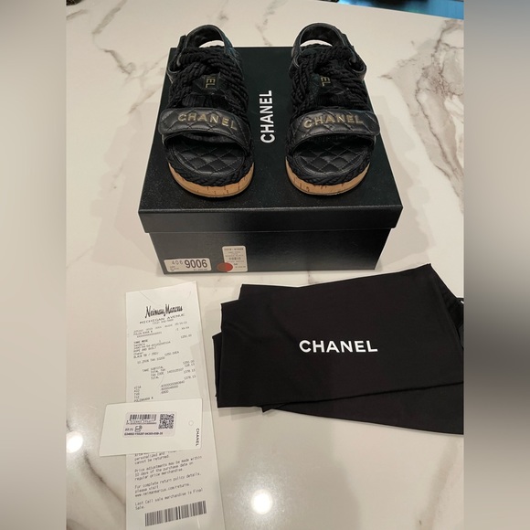 Chanel Black Rope and Quilted Leather Sandals Size 5 - Picture 2 of 12